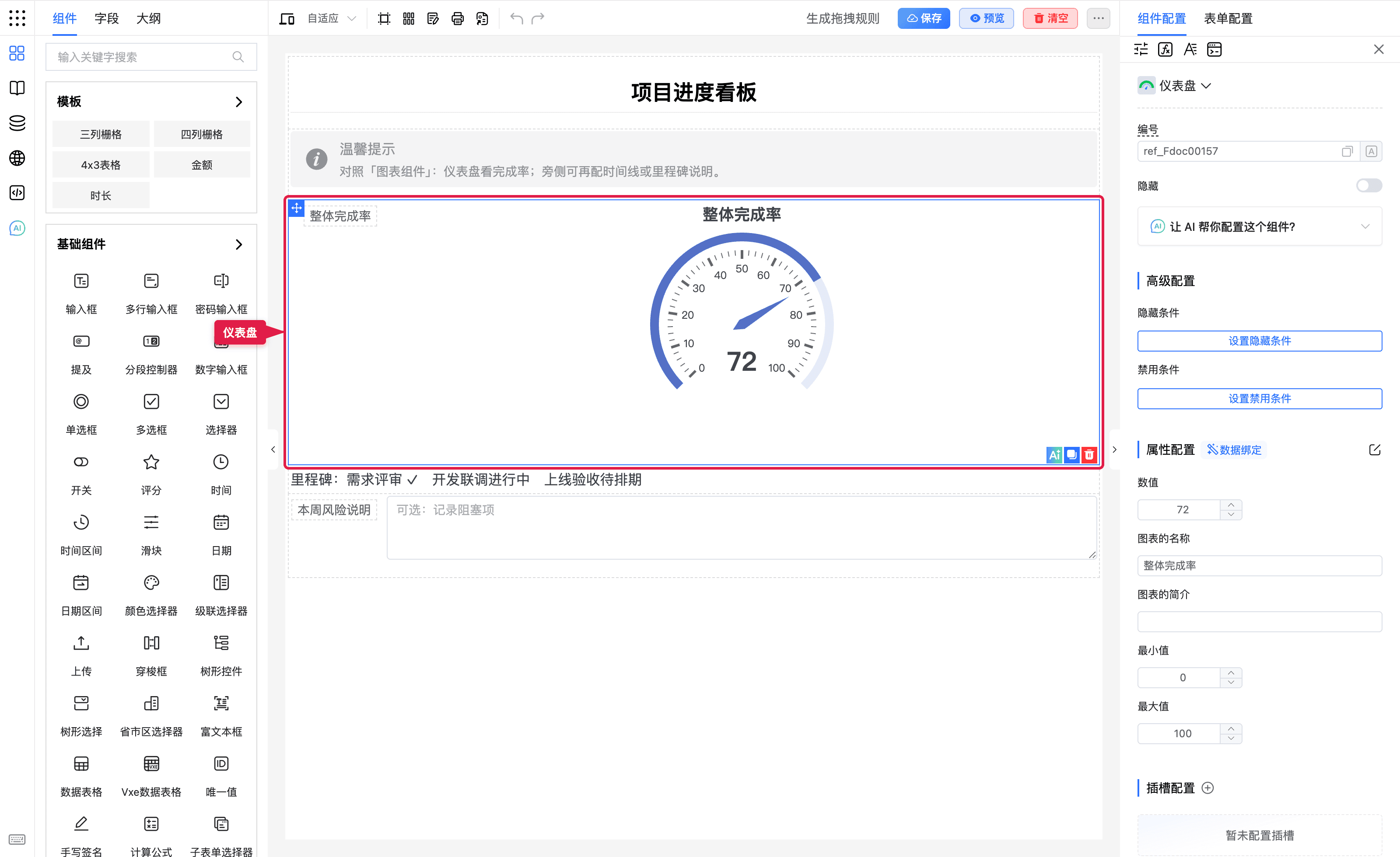 项目进度仪表盘