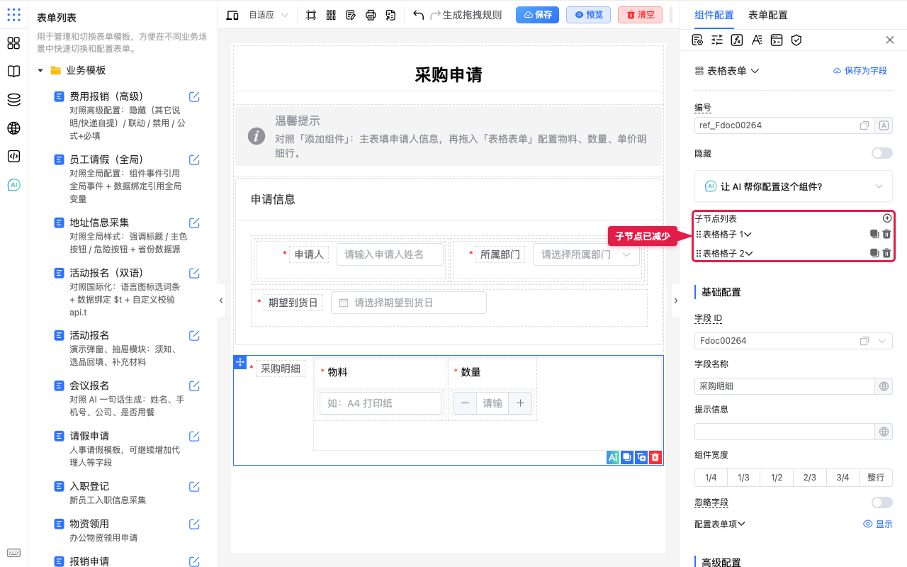 子节点已减少
